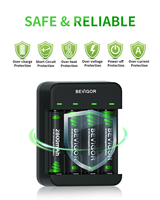 Chargeur de batterie électrique Ni-MH BEVIGOR 10W Type-C, station de charge rapide avec indicateur LED pour piles rechargeables AA AAA domestiques