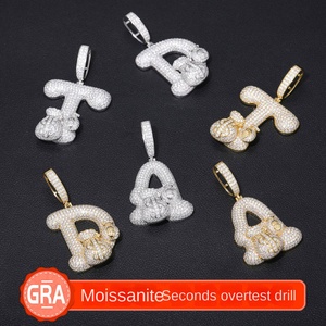 Collier Hip Hop et Pendentif Lettre pour Sac à Main en Argent S925 avec Moissanite Incrustée, Personnalisable A-Z, pour Femmes et Hommes, Stock Euro/US Prêt à l'emploi - Product Image 5