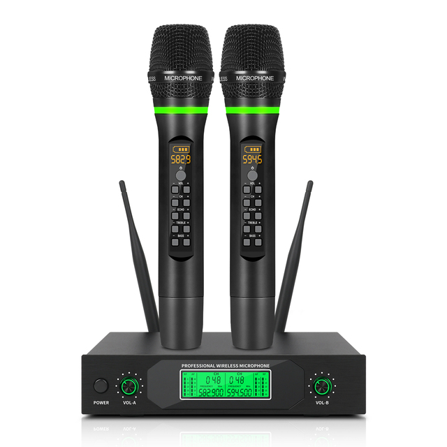 Wireless Microphone Rechargeable Dual Handheld Microphone 50 Groups of Frequencies 290ft Great for Churche Events
