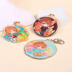 Custom Acrylic <b>Anime</b> Cartoon Pattern Double-Sided Transparent Couple Photo <b>Keychain</b> UV Printing Fashion Trend High Quality - Product Image 4