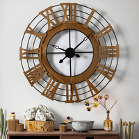 Horloge murale en métal de grande taille, accent décoratif pour la maison, 90,81*3,18*90,81CM, horloge murale en bois à chiffres romains pour le salon