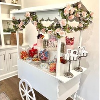 Mariage enfants bonbon fleur blanc en bois plage en bois chariot à bonbons en plastique transparent chariot d'anniversaire pliable présentoir avec étagère