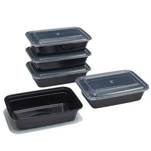 DB Juego de contenedores de almacenamiento de alimentos de preparación de comidas de bambú de 10 piezas, 5 tapas transparentes negras sin BPA, aptas para microondas y lavavajillas, ecológicas - Product Image 1
