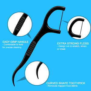 Cure-dents en charbon de bambou 50 pièces, ultra fins, en plastique, pour l'hygiène bucco-dentaire et le nettoyage des dents - Product Image 1