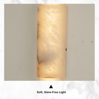 Applique murale LED à colonnes superposées sculptées à la main, en albâtre naturel et acier inoxydable, pour villas de luxe modernes