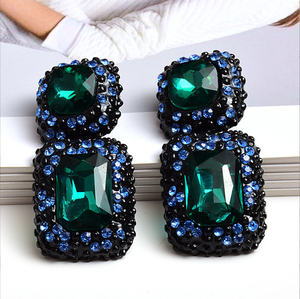 Pendientes de Metal cuadrados con diamantes de imitación brillantes para mujer, aretes colgantes de alta calidad, accesorios de joyería de cristal para mujer - Product Image 4