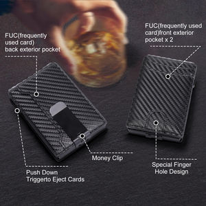 Portafoglio Intelligente Pop-up Automatico in Pelle e Fibra di Carbonio con Clip Metallica per Banconote Portatessere Sottile RFID in Metallo e Alluminio da Uomo - Product Image 2