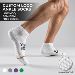 Calcetines Deportivos Personalizados <span class=keywords><strong>con</strong></span> Logotipo, Calcetines de Tobillo <span class=keywords><strong>con</strong></span> Textura de Masaje, Transpirables, de Algodón, Antiampollas, Invisibles - Product Image 1