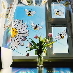 Wholesale Iridescent Static Glass <b>Decals</b> Sunflower Bee <b>Window</b> Stickers for Home Decor Sunlight Inspired Sunflowers - Product Image 2