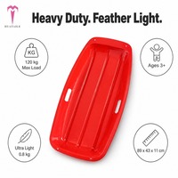 Luge pour enfants légère, 4 couleurs, certifiée CE EN71, en plastique HDPE, avec poignées et corde de traction, cadeau d'hiver pour enfant de 3 ans
