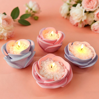 Moule en silicone pour bougeoir en forme de rose J10-206, base de bougie en plâtre, moule pour pot de fleurs en ciment DIY, vase