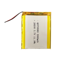 Batterie Lipo rechargeable à bas prix 3000mAh 3.7V QS755060 avec carte PCB et connecteur