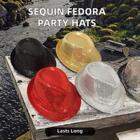 Chapeau Fedora Western à Paillettes en Gros pour Pâques, Accessoire de Fête Dansante Scintillant, Costume de Cosplay pour Événements du Nouvel An