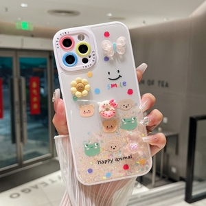 Long Lanh Chống Sốc Phim Hoạt Hình Bling PC Bảo Vệ 3D Twoinone Epoxy New In Ấn Ống Kính Cầu Vồng In Vòng Đeo Tay Điện Thoại Di Động Trường Hợp - Product Image 3