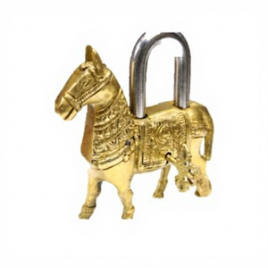 Handcrafted Brass Horse Shape <b>Padlock</b> with 2 Keys Decorative Vintage Animal Lock for Home Office Gift Security - Product Image 3