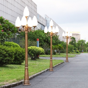 Lampadaire de jardin extérieur en fer avec abat-jour en verre, ampoule LED A19 non amovible, AC 220V, blanc chaud 2700K, IP66, détecteur de mouvement solaire - Product Image 6