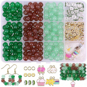 Accesorios de joyería DIY, cuentas sueltas de cristal de 8 mm, juego de cuentas redondas de vidrio de colores, dijes de aleación para la elaboración de pulseras y pendientes. - Product Image 5