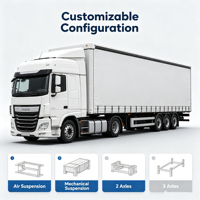 Semi-remorque à rideaux latéraux entièrement ouvrables sur 3 essieux, 40 pieds, haute capacité de charge, pour le transport de marchandises palettisées et la logistique des boissons