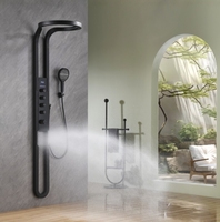 À la mode noir acier inoxydable 304 mural multi-fonction panneau de douche salle de bain grande cascade pluie ensemble de douche