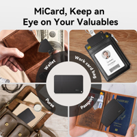 Localisateur sans fil MiLi Mi Card Pro avec recharge sans fil, mini-traceur pour personnes âgées, enfants, animaux de compagnie, portefeuille, dispositif anti-perte compatible avec Android/iOS
