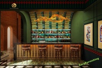 Concept de comptoir de bar 3D Restaurant moderne Comptoir de bar lounge Design Mobilier de bar club d'hôtel haut de gamme à vendre