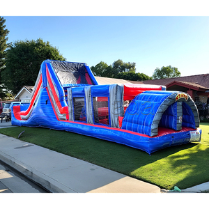 Parcours d'obstacles gonflable coloré avec toboggan aquatique pour adultes et enfants, idéal pour la location lors de fêtes - Product Image 1