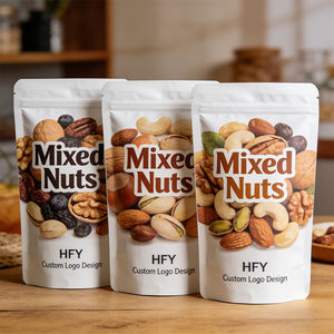 Emballage souple biodégradable de qualité alimentaire imprimé sur mesure, sachet debout avec fermeture éclair, amandes grillées, cacahuètes, mélange de fruits secs, sachets de noix - Product Image 1