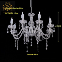 Lustre Rétro Européen à 6/8 Têtes, Suspension en Acrylique Transparent, Idéal pour Décoration de Plafond de Mariage