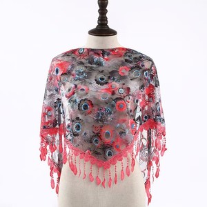 Sciarpa <span class=keywords><strong>velo</strong></span> triangolare primaverile in pizzo di poliestere per copertura testa, <span class=keywords><strong>mantilla</strong></span> per cattedrale e chiesa, scialle da sposa multicolore - Product Image 3