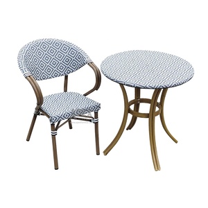 Chaise de salle à manger de style <span class=keywords><strong>parisien</strong></span> en osier d'extérieur pour café, empilable, avec cadre en aluminium - Product Image 4