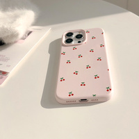 Coque en TPU Rose Anti-Chute Plein Écran pour Téléphone Portable 15 Pro, 13 Styles Créatifs Petite Cerise Personnalisée