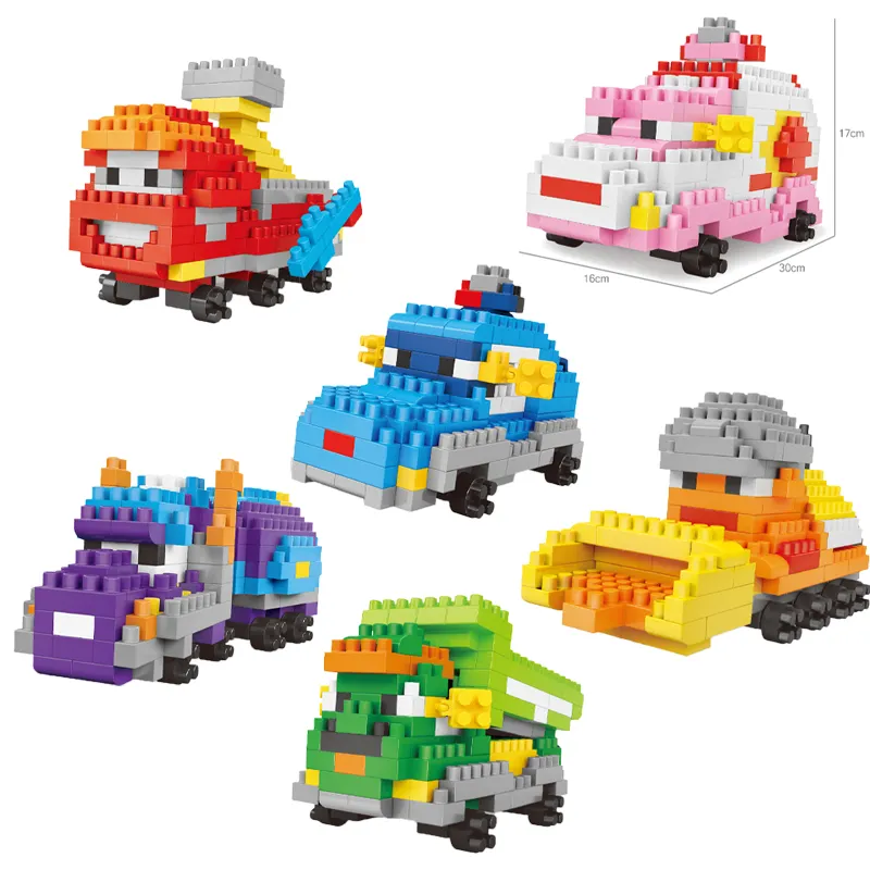 QS Customized Creative Early Education Puzzle Decompression DIY Plastic Large Particle Variety Truck Car Building Blocks Toys