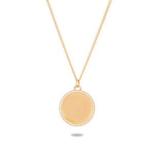 Collana con Ciondolo Personalizzabile a Cuore Trendy in Acciaio Inossidabile Placcato Oro 18K con Zirconi, Impermeabile, Anti-Appannamento, Incisione Gratuita - Product Image 4