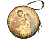 Pochette de rangement catholique pour chapelet, étui à fermeture éclair pour bijoux, pendentifs et pièces de monnaie, cadeau de fête, sac à dos de dessin animé