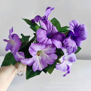 ช่อดอกไม้ประดิษฐ์รูปดอกมอร์นิ่งกลอรี สีชมพูอมม่วง สำหรับตกแต่งงานแต่งงาน โรงแรม ใช้ภายในอาคาร - Product Image 4