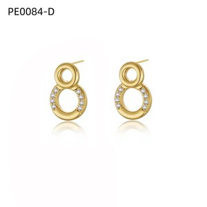 ต่างหูแฟชั่นประดับเซอร์โคเนียสตั๊ด PE0084 สำหรับผู้หญิงเครื่องประดับคุณภาพสูง - Product Image 2