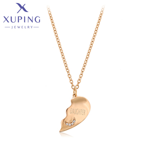 S00141811 XUPING joyería 18K chapado en oro moda joyería fina collares circón CZ <span class=keywords><strong>Luna</strong></span> corazón colgante collar para mujer hija - Product Image 1