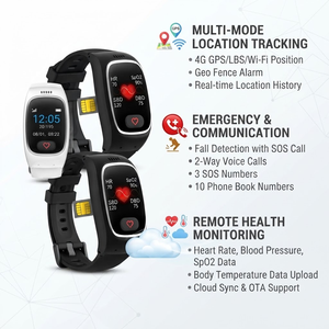 4G LTE Senior Smart <strong>Watch</strong> with Fall Detection GPS Tracker &amp; SOS Emergency Button Interval Upload Medical Alert Smartwatch - Product Image 1