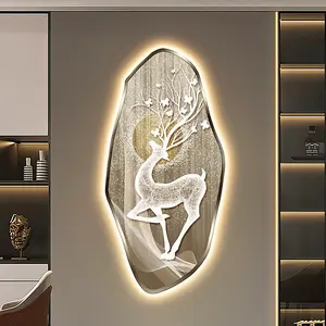 Decorazione del soggiorno moderna UV all'avanguardia arte della parete acrilica artigianale con luce a Led