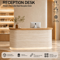 Comptoir d'accueil moderne à LED blanches, adapté aux salons de beauté, cliniques, bureaux, hôpitaux, centres commerciaux, spas, logo personnalisable