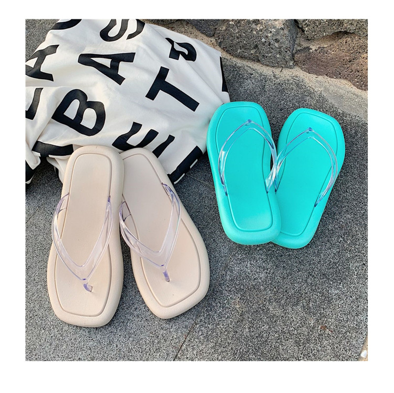Transparent Belt Thong Flip-flops Women Summer Soft Sole Beach Flip Flops Slippers