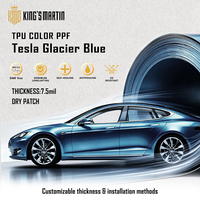 KING MARTIN Film de protection de peinture sans DMF, autocollants pour carrosserie automobile, adaptés aux voitures Tesla, bleu glacier, TPU, couleur PPF