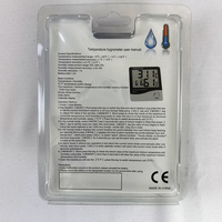 Thermomètre hygromètre numérique miniature en plastique avec logo personnalisé, horloge, affichage LCD de la température et de l'humidité, alarme, alimenté par piles, HTC-1, cadeau