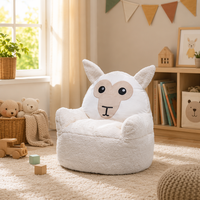 Fauteuil pouf en forme de chèvre en peluche mignon pour enfants, canapé paresseux confortable pour enfants pour le salon, fabrication OEM directe d'usine