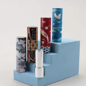 새로운 럭셔리 라운드 커스텀 로고 3D 인쇄 빈 립스틱 튜브 용기 중국 빈 립스틱 튜브 용기 럭셔리