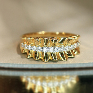อาซูโอ 18K วินเทจแหวนทองคำแท้เพชรธรรมชาติ 0.30 กะรัตหรูหราสวมใส่ทุกวันเครื่องประดับของขวัญสำหรับผู้หญิงวันเกิดปาร์ตี้ - Product Image 4