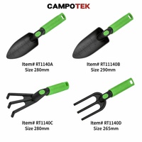 Truelle à main compacte 280 mm avec double échelle de profondeur, noire mate, à poignée ergonomique rainurée, pour jardinage et plantation