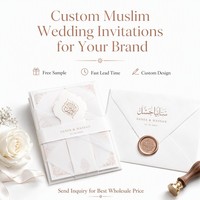 Juego de Invitaciones de Boda Islámicas de Lujo, Sobre Blanco con Sello de Cera Monograma en Oro Rosa, Envoltura Floral de Papel Vitela, Tarjeta Nikkah