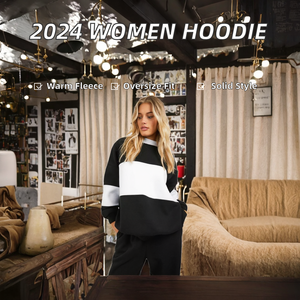 Women's Breathable Streetwear Winter Oversize <b>Drop</b> Shoulder Pullover Sweatshirt Thick Fleece Long Sleeves-Custom Printed OEM - Product Image 2
