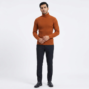 Pull à col roulé pour homme avec chemise à base élastique et tricots à manches longues - Product Image 1